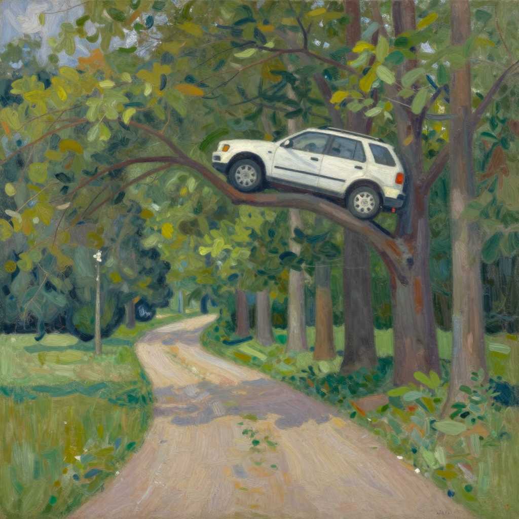 Oops, car in tree